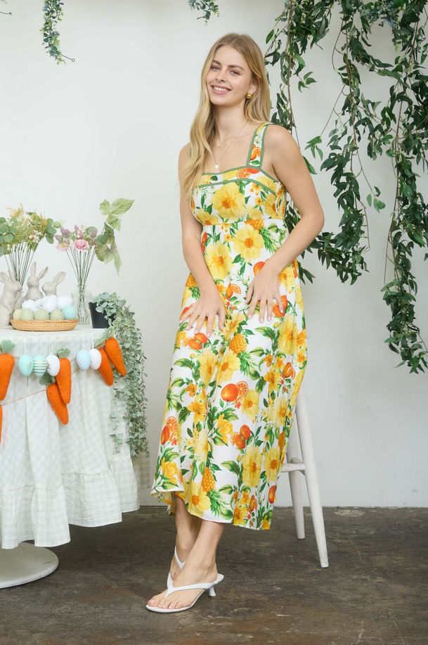 Blu Pepper Floral + Fruit Dress