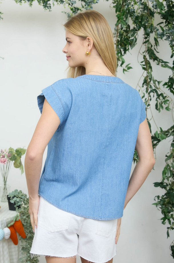 Blu Pepper Pintuck Chambray Shirt