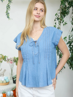 Blu Pepper Pintuck Chambray Shirt