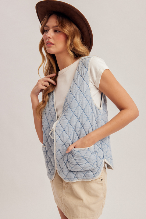 Hem & Thread Floral Lined Quilted Vest