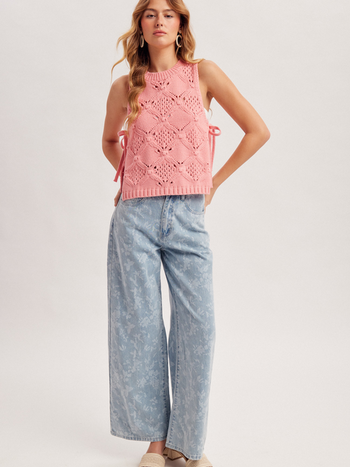 Hem & Thread Bleach Print Floral Jeans