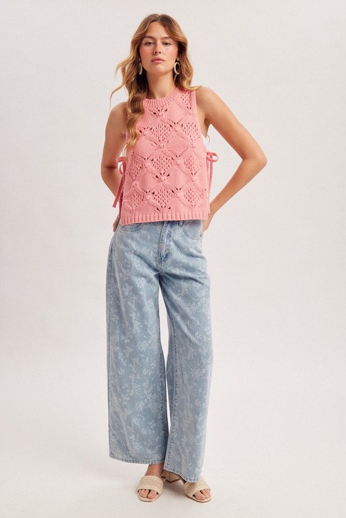 Hem & Thread Bleach Print Floral Jeans