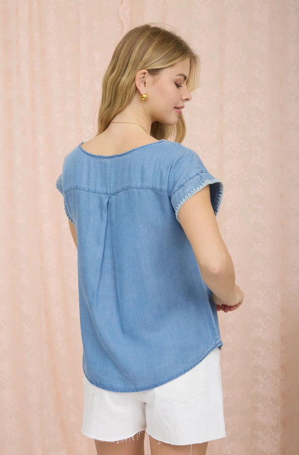 Blu Pepper Stitched Edge Top