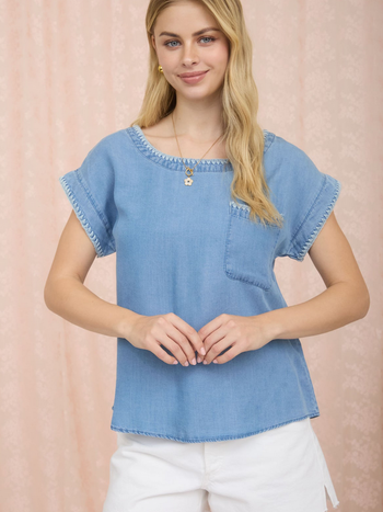 Blu Pepper Stitched Edge Top