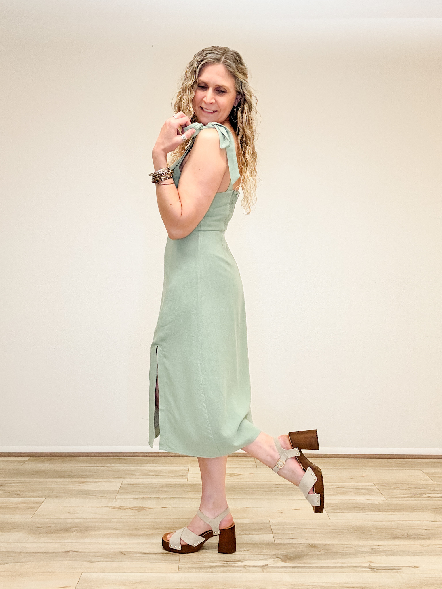 Hem & Thread Tie Strap Midi Dress