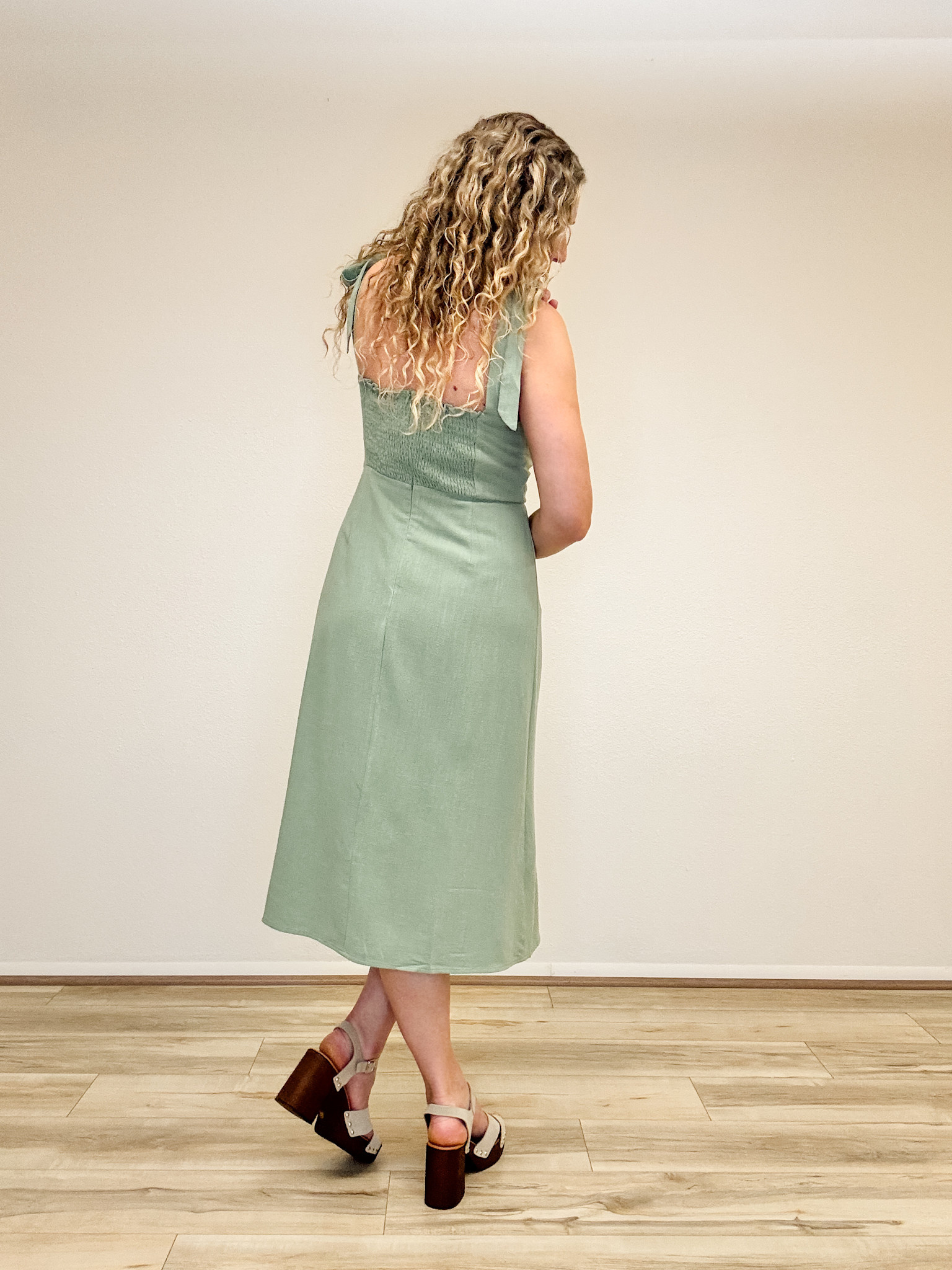 Hem & Thread Tie Strap Midi Dress