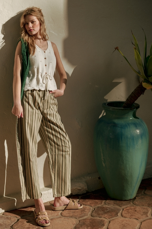 Miou Muse Mixed Stripe Barrel Pants