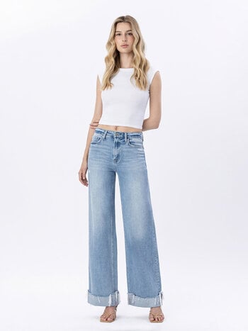 Flying Monkey Super High Rise Cuffed Wide Leg Jeans