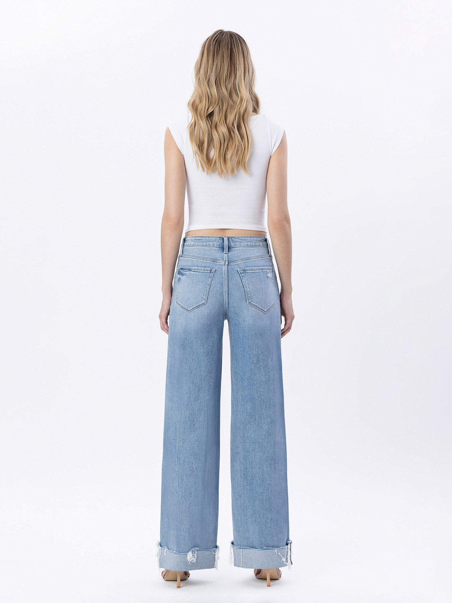 Flying Monkey Super High Rise Cuffed Wide Leg Jeans