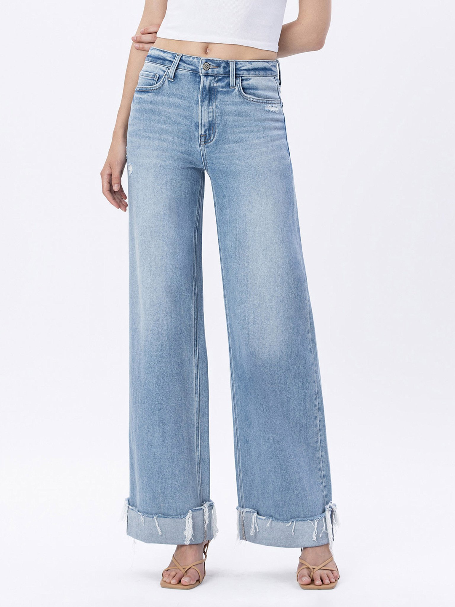 Flying Monkey Super High Rise Cuffed Wide Leg Jeans