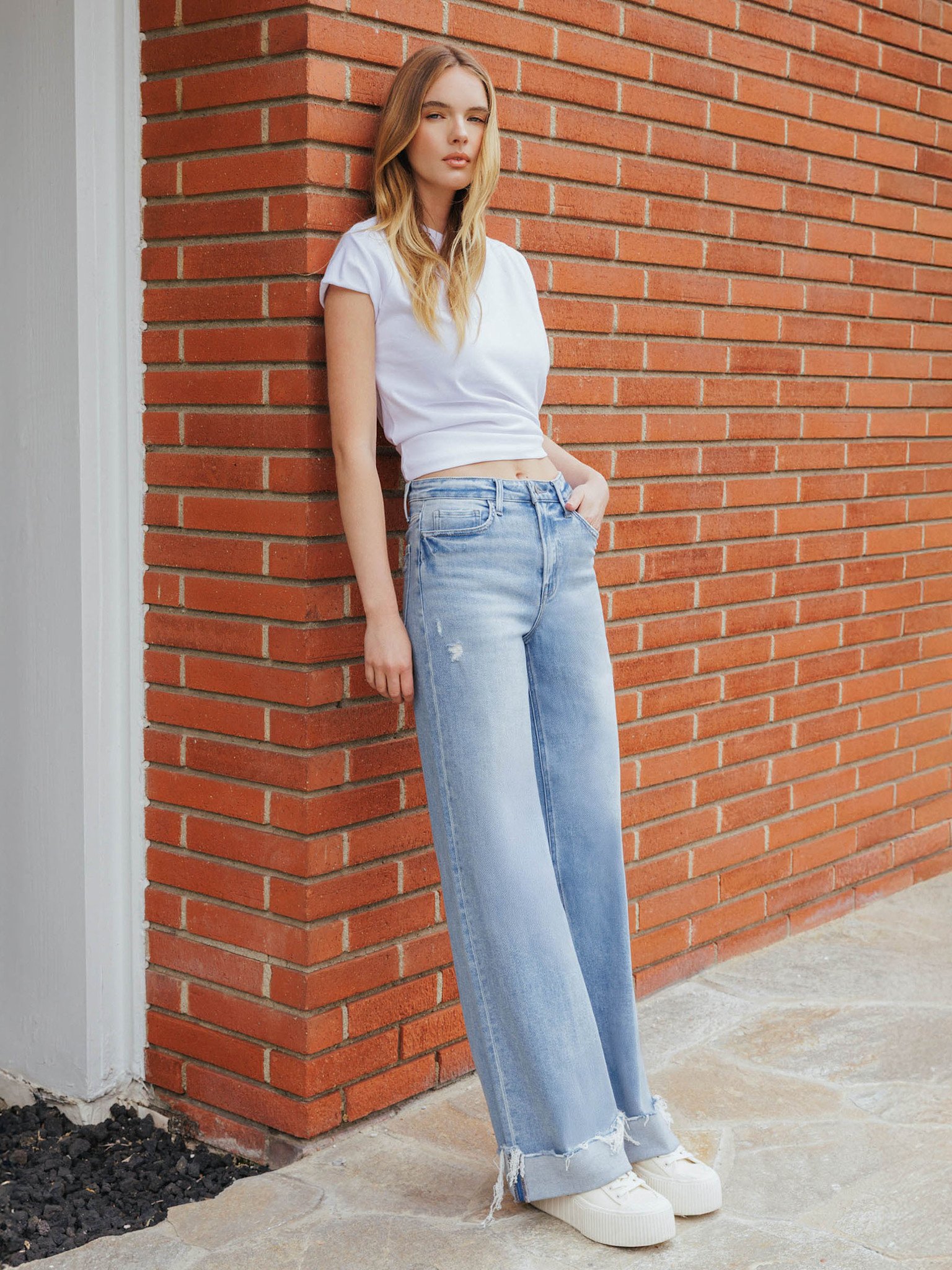 Flying Monkey Super High Rise Cuffed Wide Leg Jeans