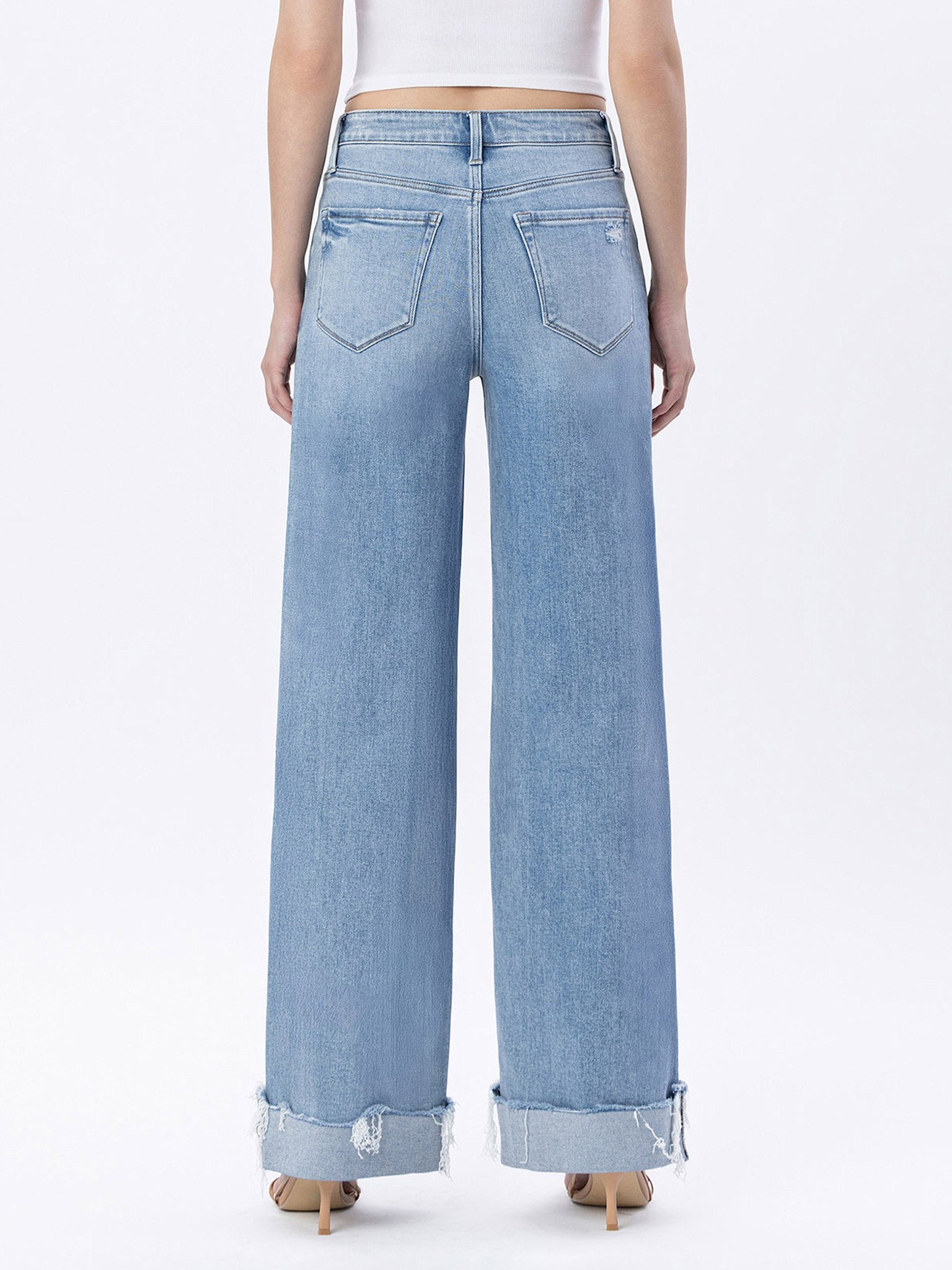 Flying Monkey Super High Rise Cuffed Wide Leg Jeans