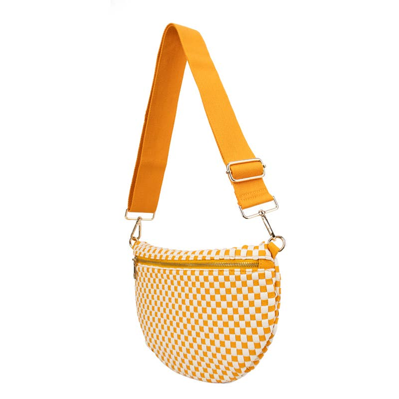 Babs + Birdie Fiona Checkered Woven Bum Bag
