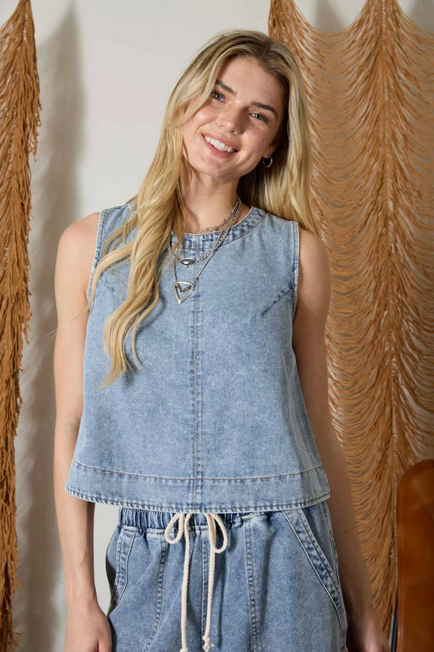 Blu Pepper Button Back Top