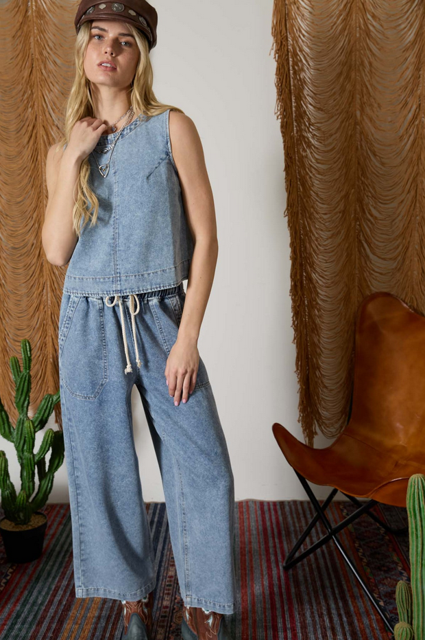Blu Pepper Button Back Top
