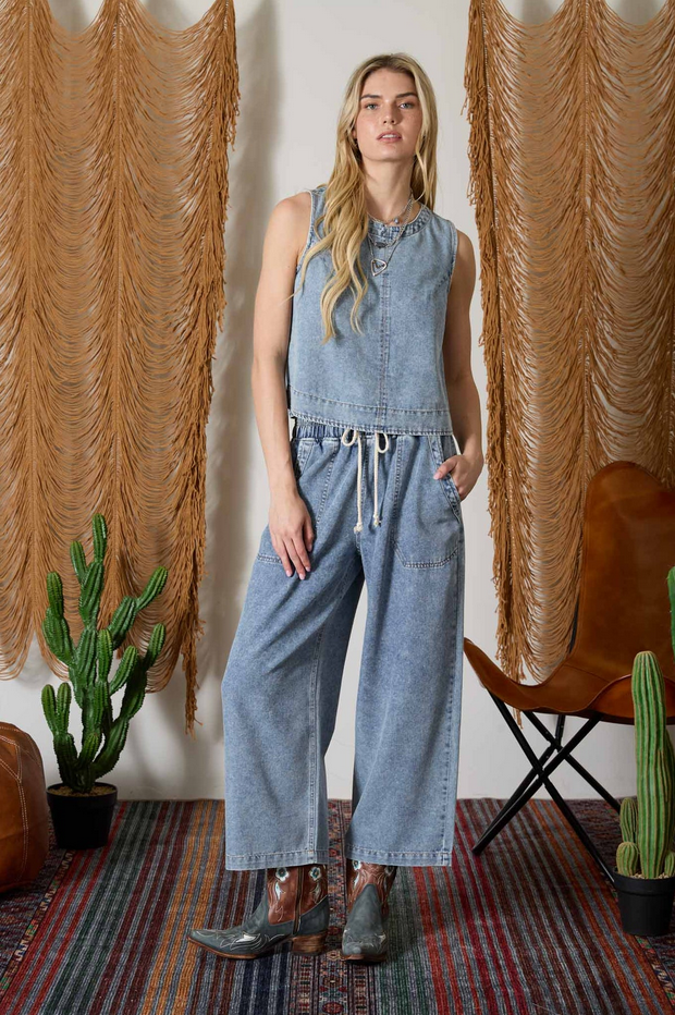 Blu Pepper Button Back Top