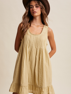 Listicle Embroidered Pleated Mini Dress