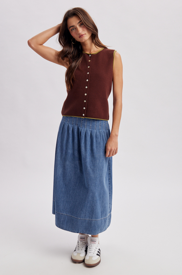 Wishlist Contrast Trim Knit Vest