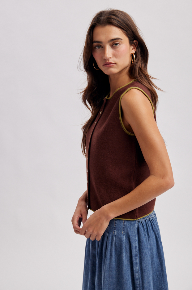 Wishlist Contrast Trim Knit Vest