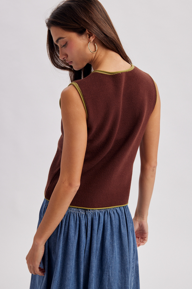 Wishlist Contrast Trim Knit Vest