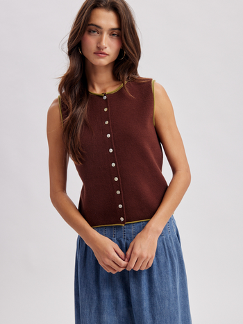 Wishlist Contrast Trim Knit Vest