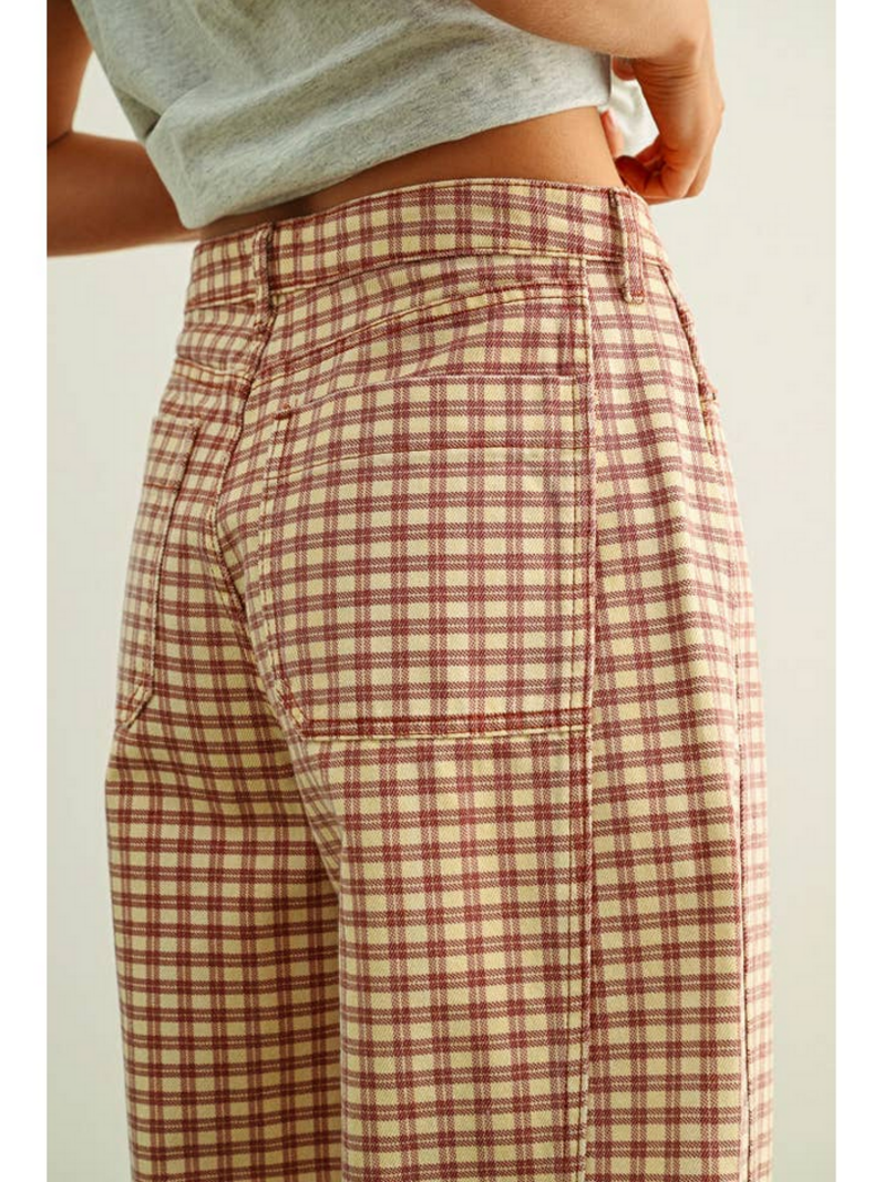 Miou Muse Mini Checker Barrel Pants - Fringe Boutique