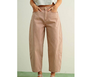 Miou Muse Mini Checker Barrel Pants - Fringe Boutique