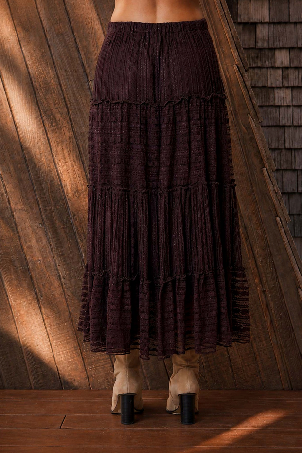 Blu Pepper Tiered Lace Midi Skirt