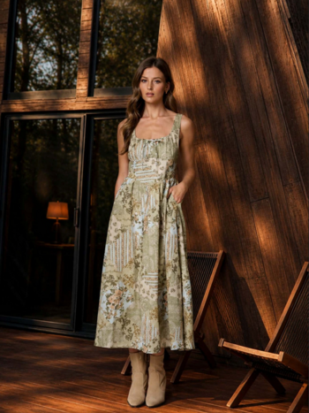 Blu Pepper Mixed Print Corset Dress