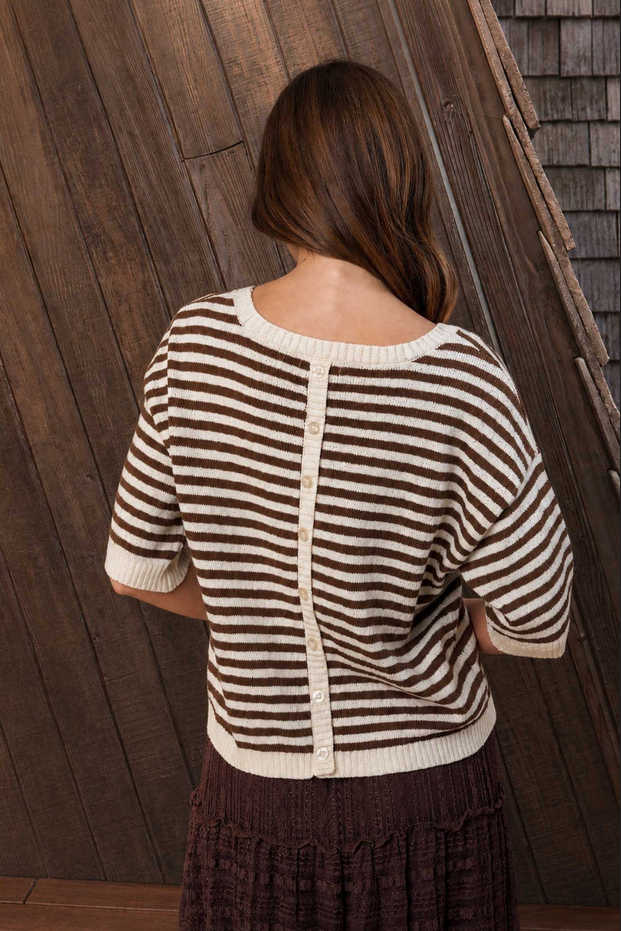 Blu Pepper Button Back Sweater Top