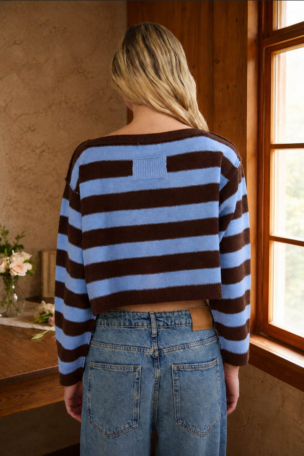 Blu Pepper Cropped Stripe Sweater