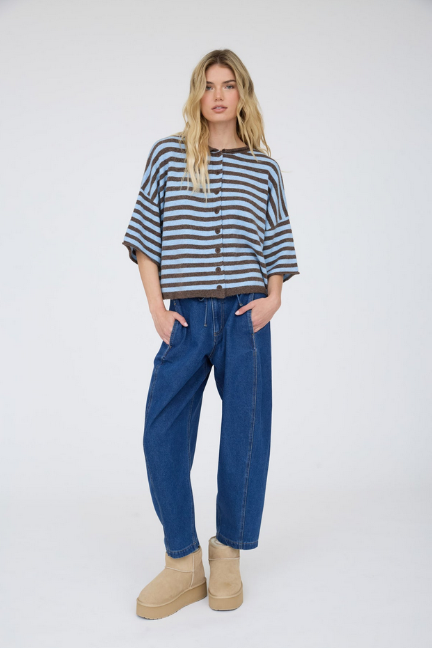 Blu Pepper Drawstring Barrel Jeans