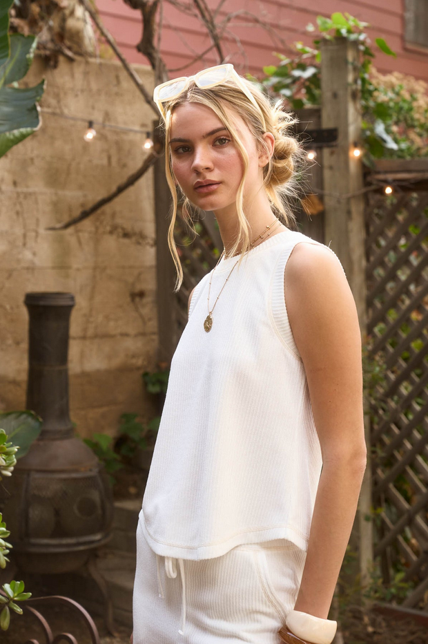 Blu Pepper Button Back Ribbed Top