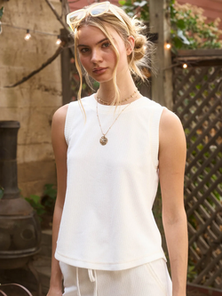 Blu Pepper Button Back Ribbed Top