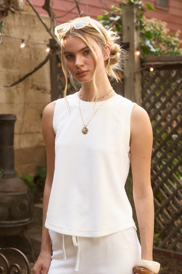 Blu Pepper Button Back Ribbed Top
