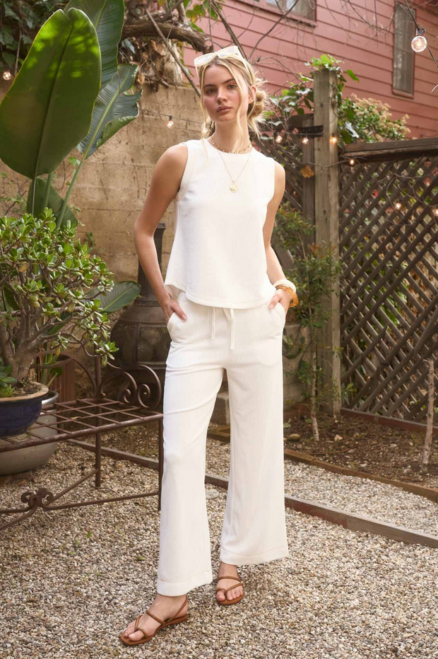 Blu Pepper Button Back Ribbed Top