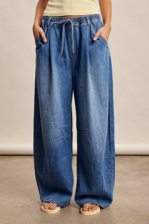 Listicle Wide Leg Barrel Jeans