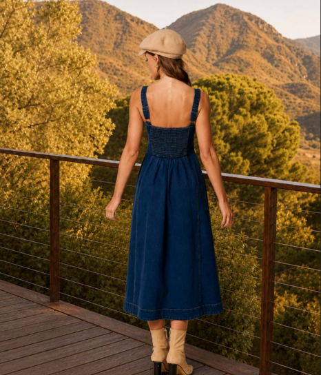 belle wedding dress D362 Corset is lined in 1960s High Collar Yoked DarkBlue SIZE:47