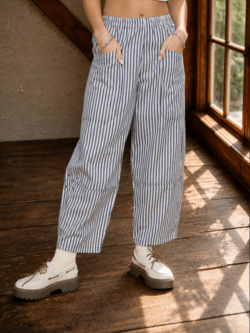 Blu Pepper Oversized Stripe Barrel Pants