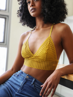 Leto Accessories Ribbed Lace Boho Racerback Bralette