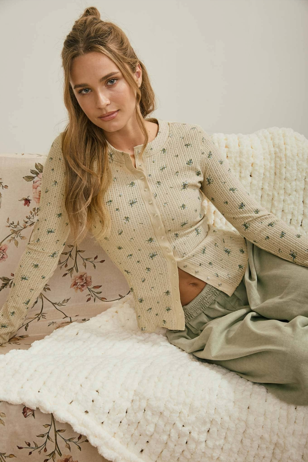 Blu Pepper Floral Waffle Knit