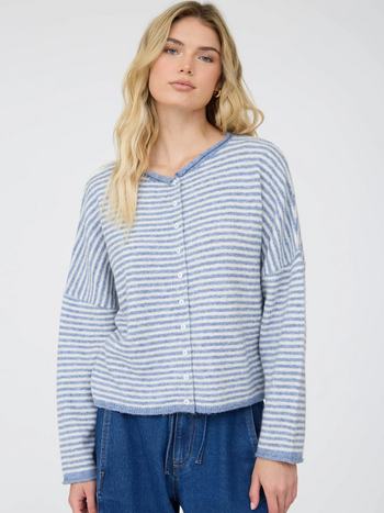 Blu Pepper Striped Drop Shoulder Cardigan