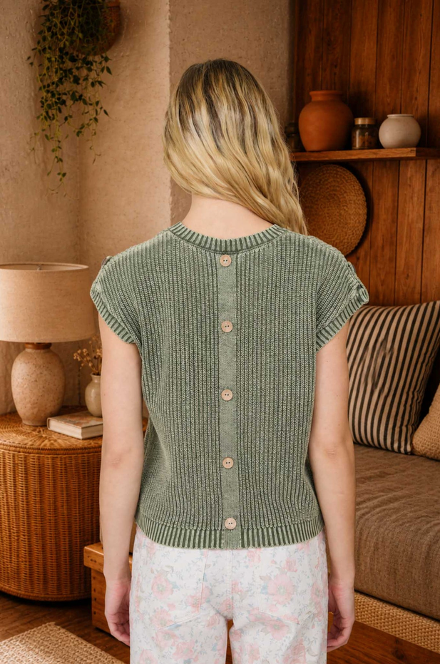 Blu Pepper Back Button Knit Top