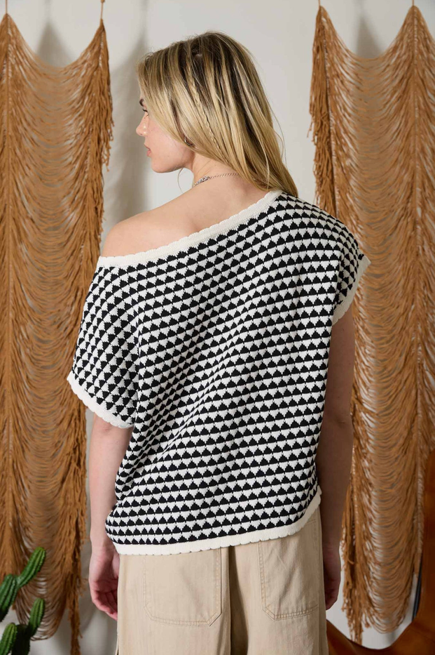 Blu Pepper Geo Striped Knit Top