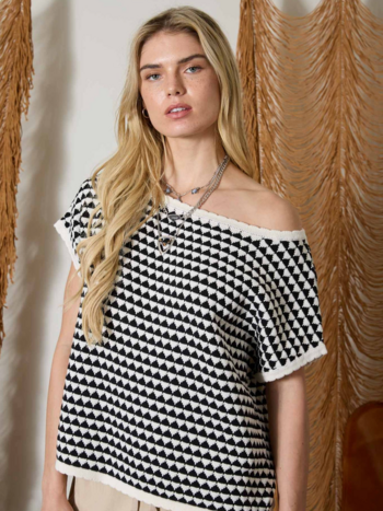 Blu Pepper Geo Striped Knit Top