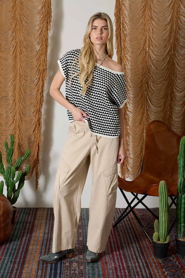 Blu Pepper Geo Striped Knit Top