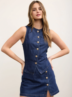 Blu Pepper Gold Button Denim Vest