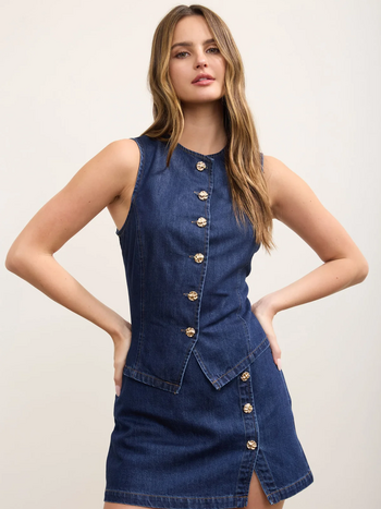 Blu Pepper Gold Button Denim Vest