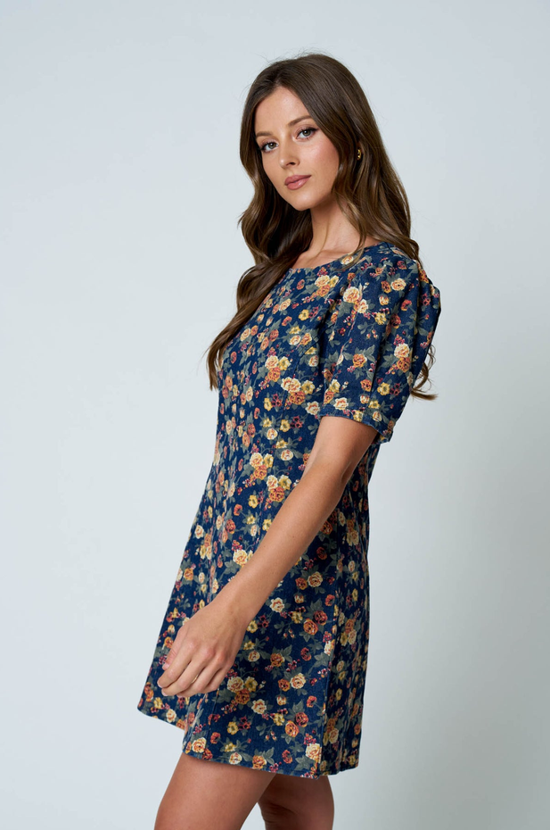 Blu Pepper Floral Denim Dress