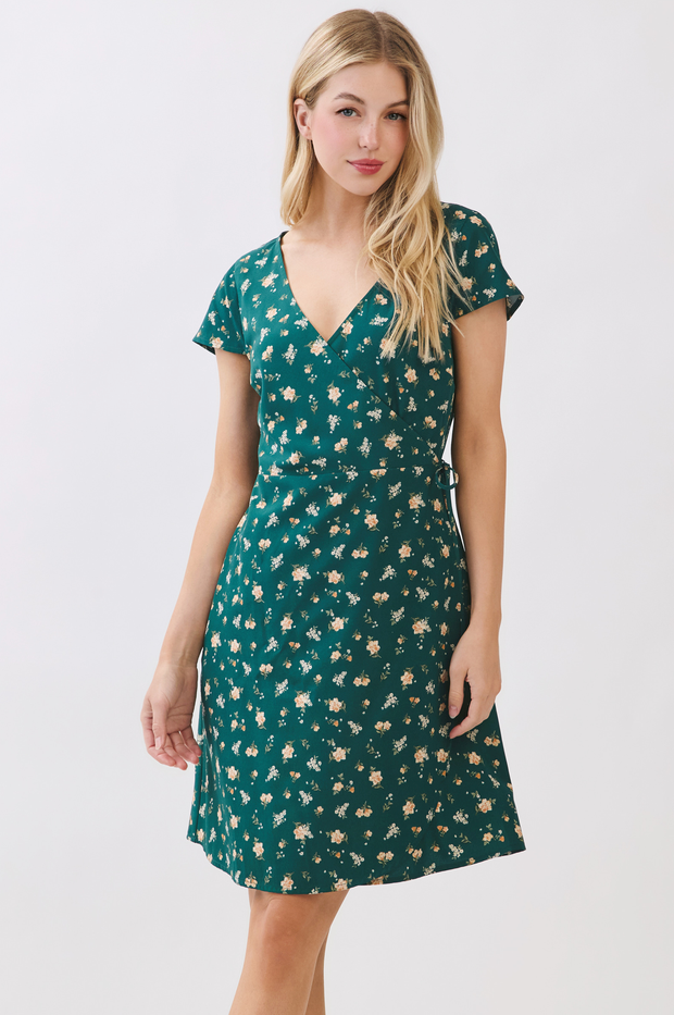 Final Touch Ditsy Floral Wrap Dress